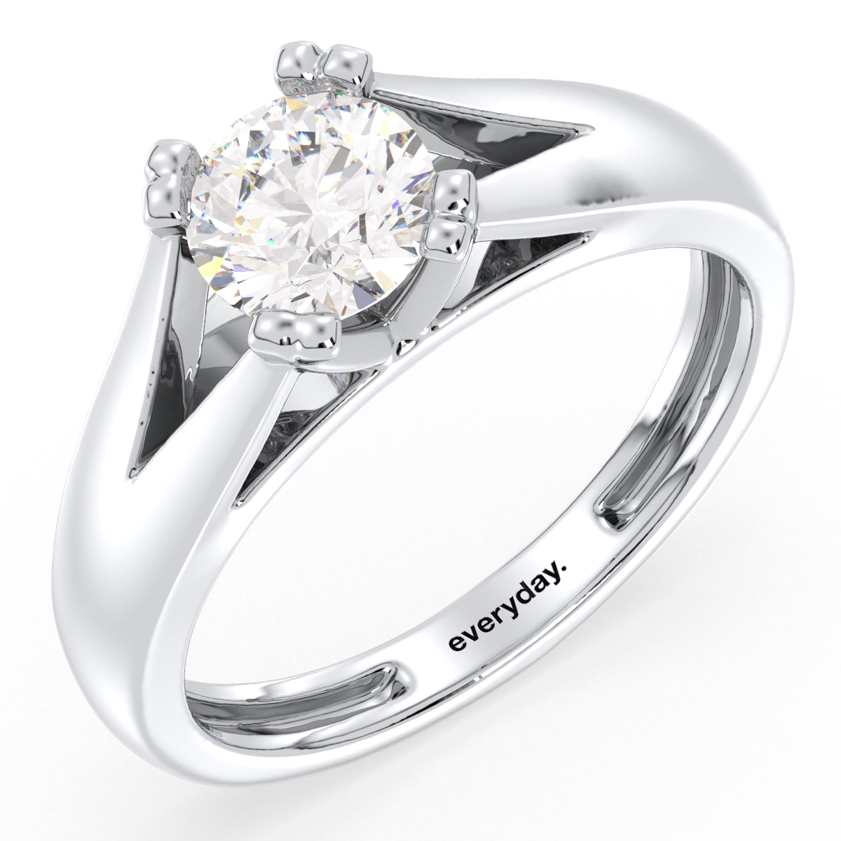 SOPHIA ROUND CUT LAB GROWN DIAMOND SOLITAIRE ENGAGEMENT ELEGANT RING WITH A SPILT SHANK, GOLD