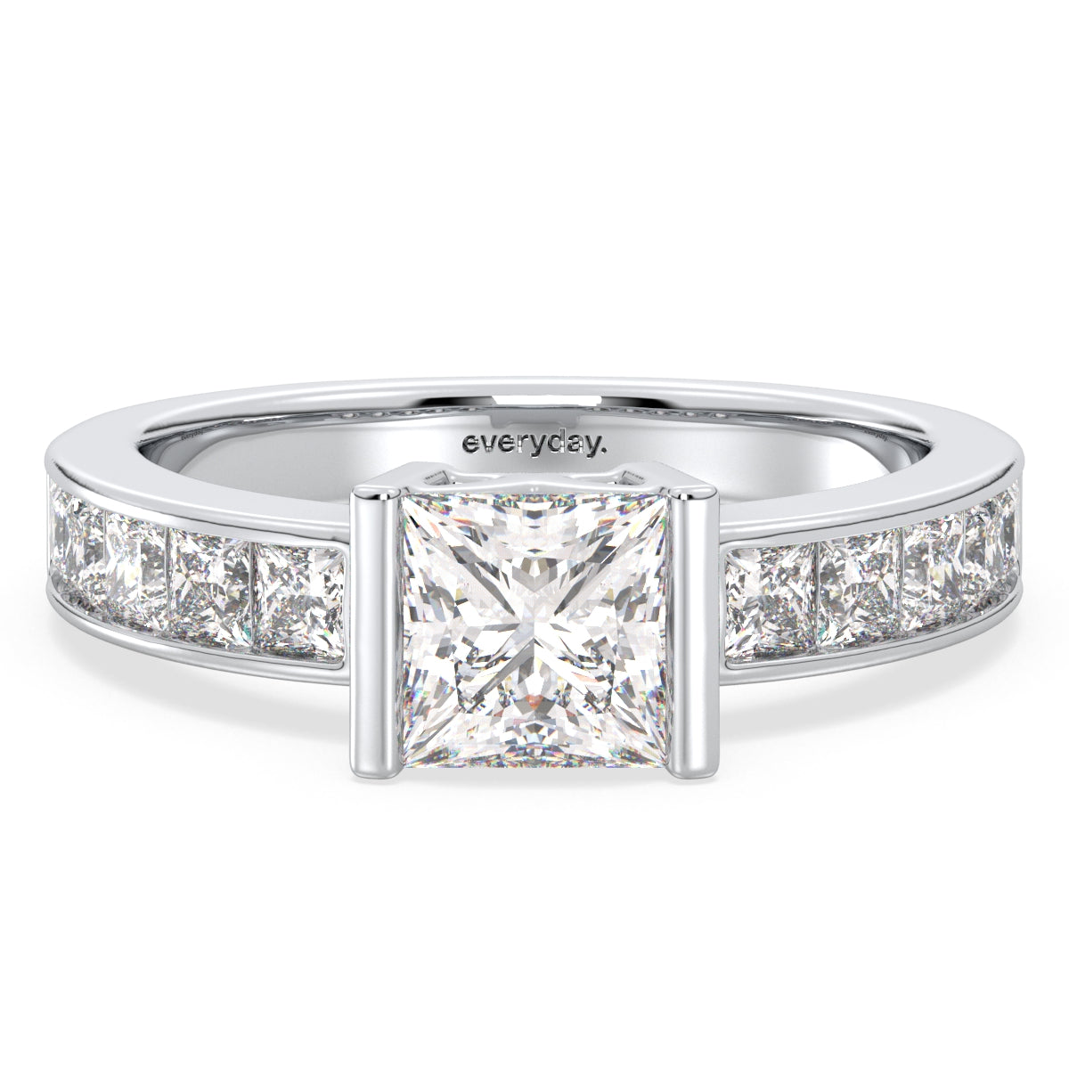 AZALEA PRINCESS CUT LAB GROWN DIAMOND SOLITAIRE ENGAGEMENT RING WITH STUDDED SHANK, GOLD