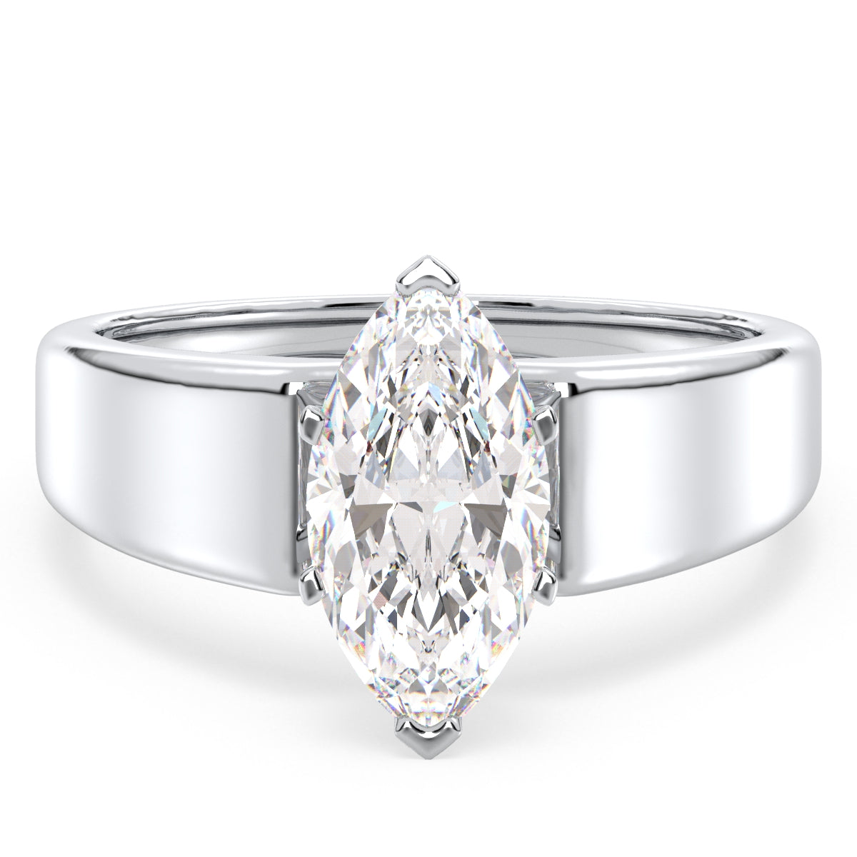 LILETTA MARQUISE CUT LAB GROWN DIAMOND SOLITAIRE ENGAGEMENT RING WITH THICK SHANK, GOLD