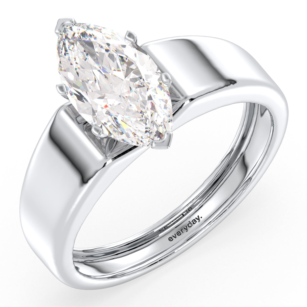 LILETTA MARQUISE CUT LAB GROWN DIAMOND SOLITAIRE ENGAGEMENT RING WITH THICK SHANK, GOLD