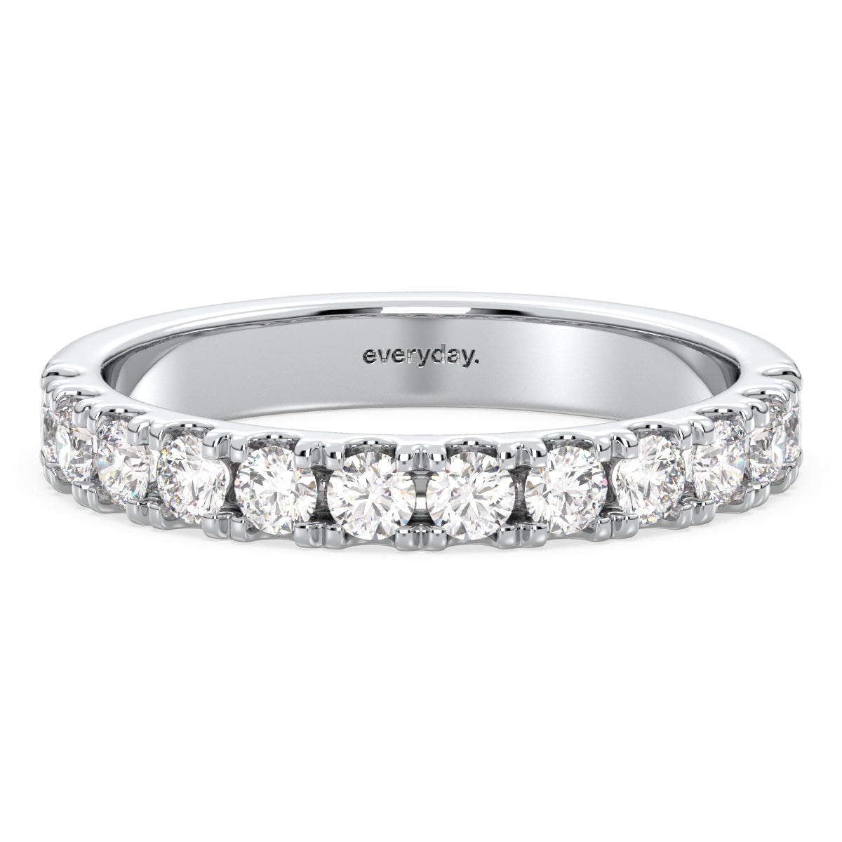 ROSE ROUND CUT LAB GROWN DIAMOND STUDDED HALF ETERNITY STACKABLE WEDDING RING, GOLD