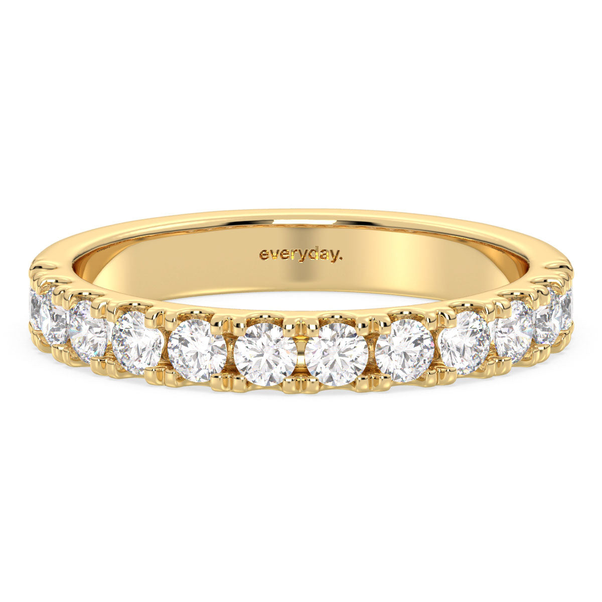 ROSE ROUND CUT LAB GROWN DIAMOND STUDDED HALF ETERNITY STACKABLE WEDDING RING, GOLD