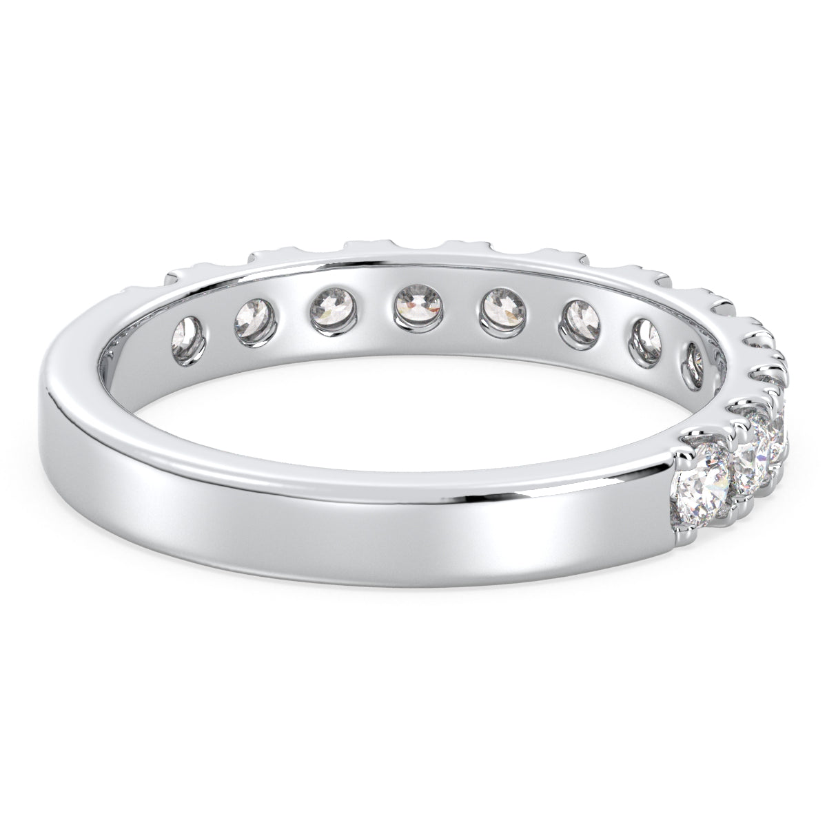 ROSE ROUND CUT LAB GROWN DIAMOND STUDDED HALF ETERNITY STACKABLE WEDDING RING, GOLD