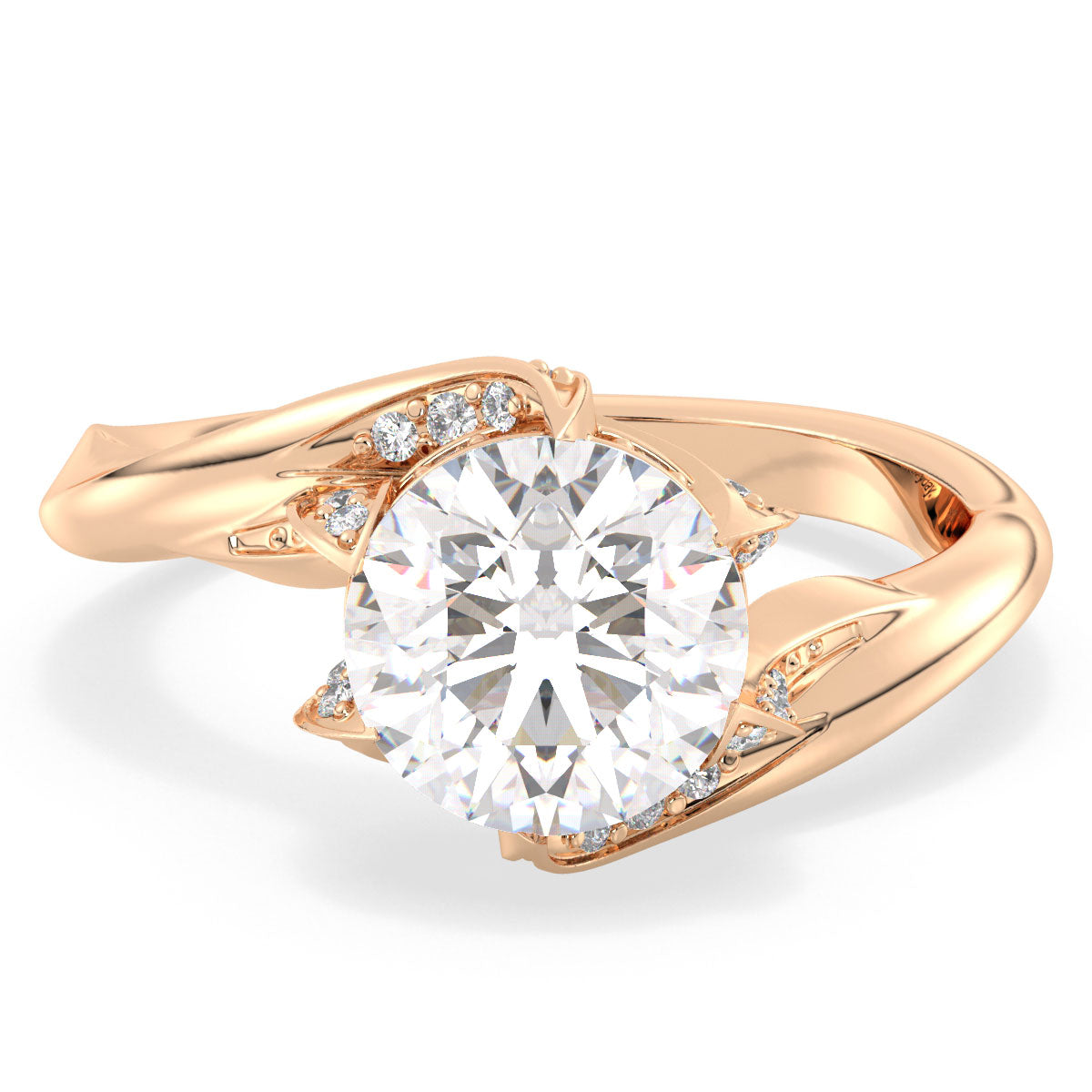 SOPHIA BYPASS ROUND CUT LAB GROWN DIAMOND SOLITAIRE ENGAGEMENT RING, GOLD