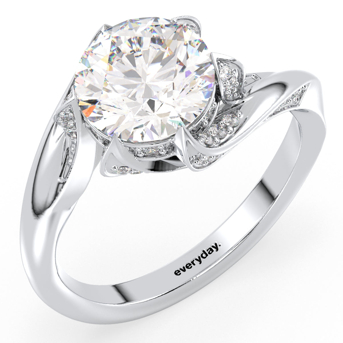 SOPHIA BYPASS ROUND CUT LAB GROWN DIAMOND SOLITAIRE ENGAGEMENT RING, GOLD