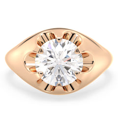 SOPHIA ROUND CUT LAB GROWN DIAMOND SOLITAIRE ENGAGEMENT ANNIVERSARY RING WITH A FLOWER INSPIRED SHANK, GOLD