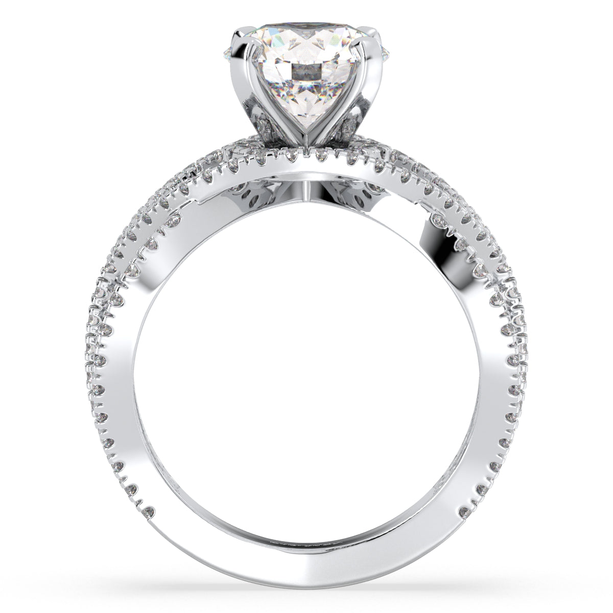 SOPHIA ROUND CUT LAB GROWN DIAMOND SOLITAIRE ENGAGEMENT RING IN A FANCY STUDDED SETTING, GOLD