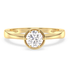 DAISY BEZEL SET ROUND CUT LAB GROWN DIAMOND SOLITAIRE CLASSY ENGAGEMENT RING, GOLD