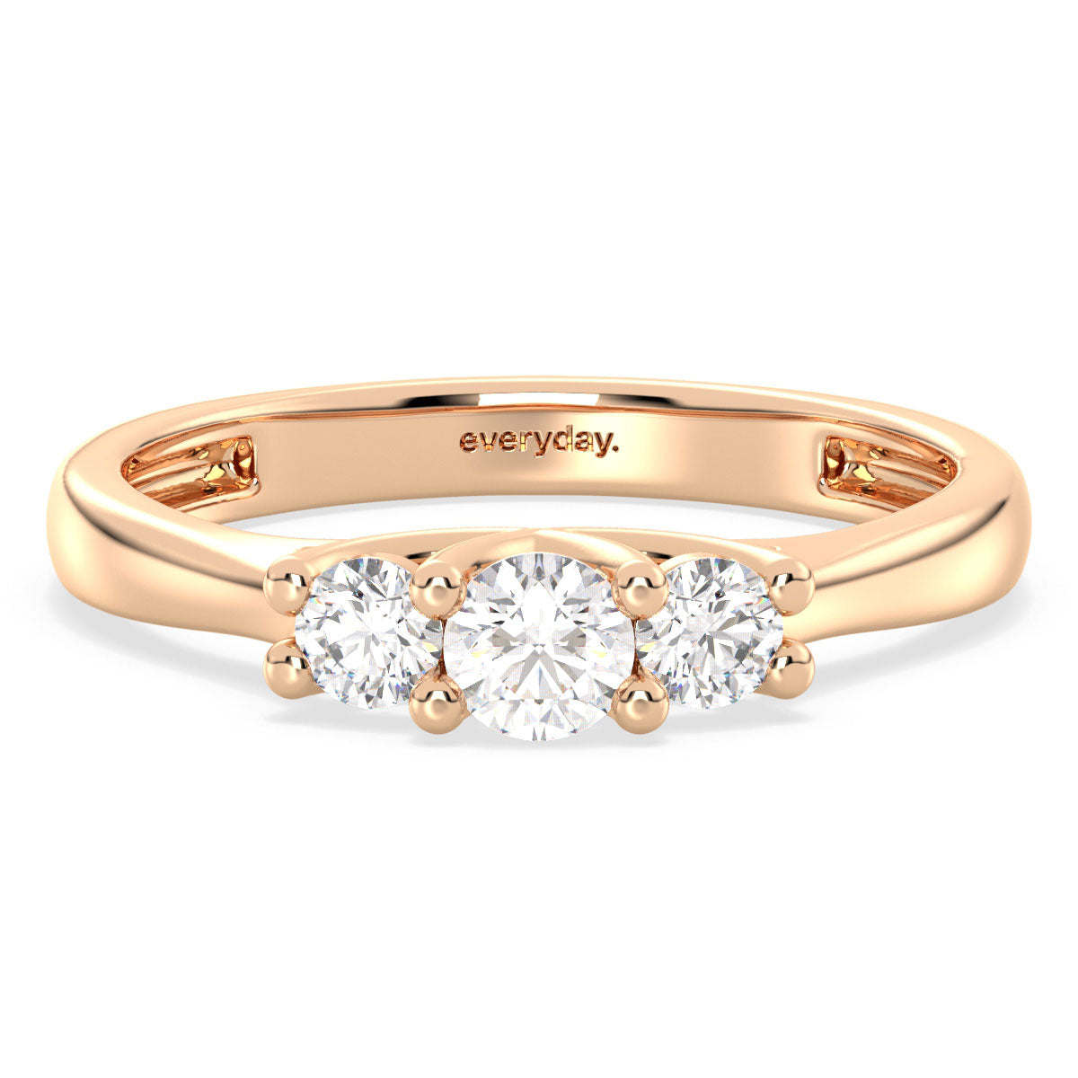 SOPHIA CLASSIC ROUND CUT LAB GROWN DIAMOND THREE STONE ENGAGEMENT ELEGANT RING, GOLD