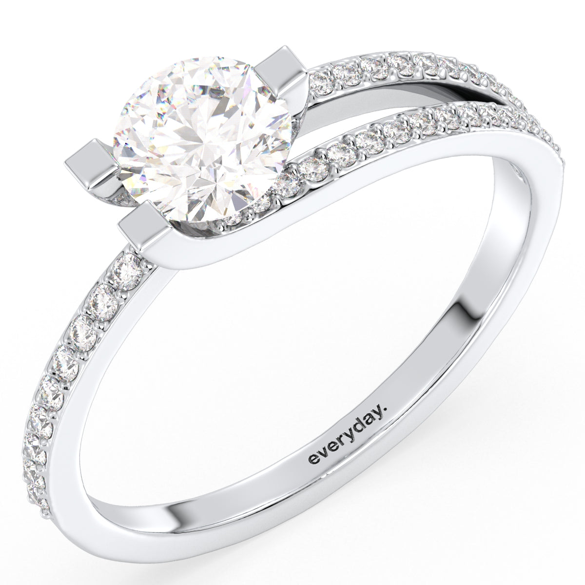 SOPHIA ROUND CUT LAB GROWN DIAMOND SOLITAIRE ENGAGEMENT RING WITH SINGLE SPLIT SHANK, GOLD