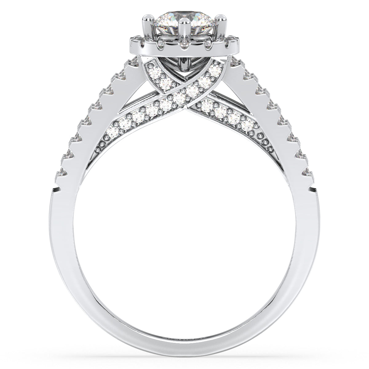 SOPHIA HALO ROUND CUT LAB GROWN DIAMOND SOLITAIRE ENGAGEMENT ELEGANT RING WITH STRAIGHT SPLIT SHANK, GOLD