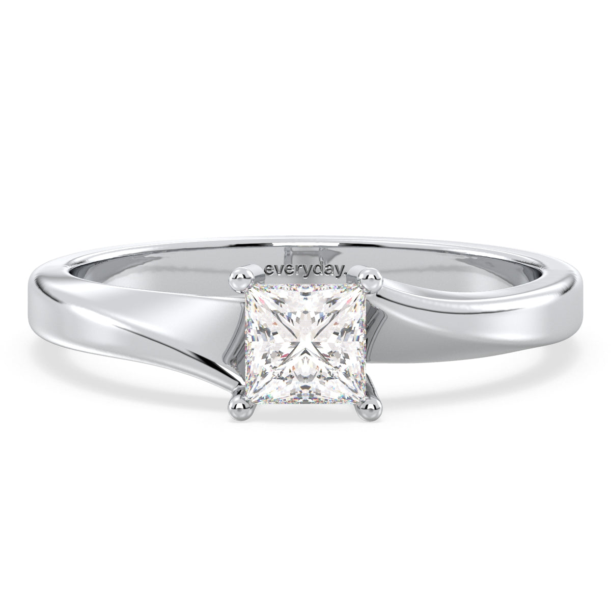 AZALEA BYPASS PRINCESS CUT LAB GROWN DIAMOND SOLITAIRE ENGAGEMENT RING, GOLD