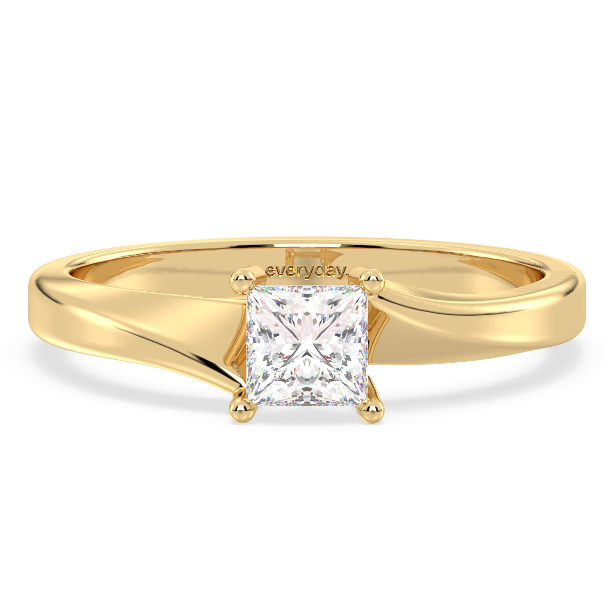 AZALEA BYPASS PRINCESS CUT LAB GROWN DIAMOND SOLITAIRE ENGAGEMENT RING, GOLD