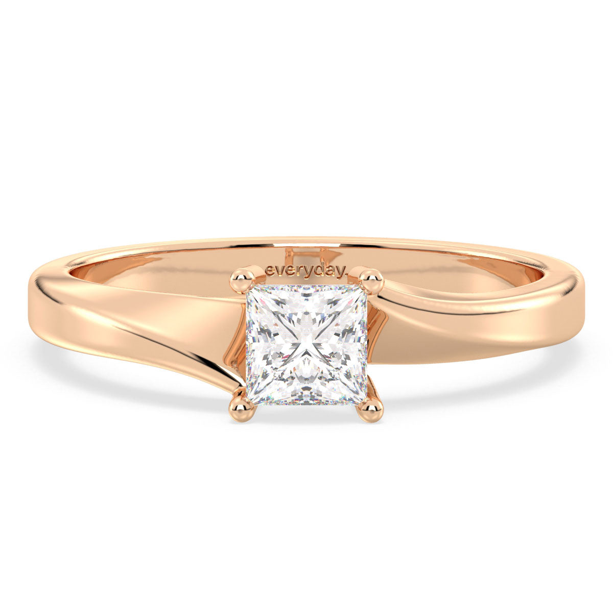 AZALEA BYPASS PRINCESS CUT LAB GROWN DIAMOND SOLITAIRE ENGAGEMENT RING, GOLD