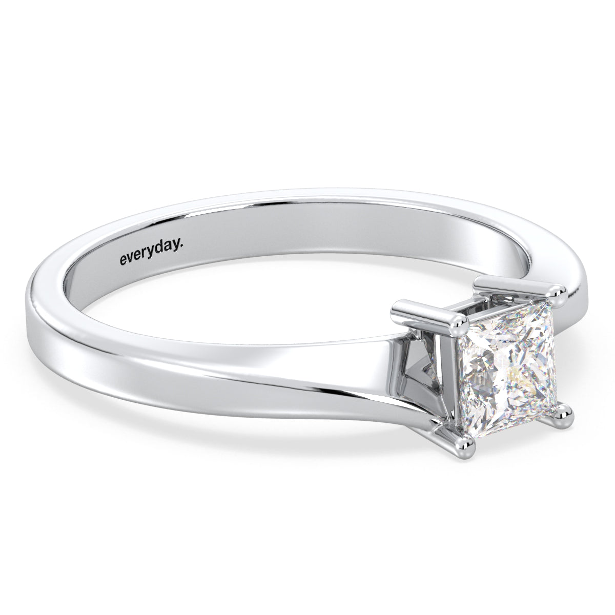 AZALEA BYPASS PRINCESS CUT LAB GROWN DIAMOND SOLITAIRE ENGAGEMENT RING, GOLD