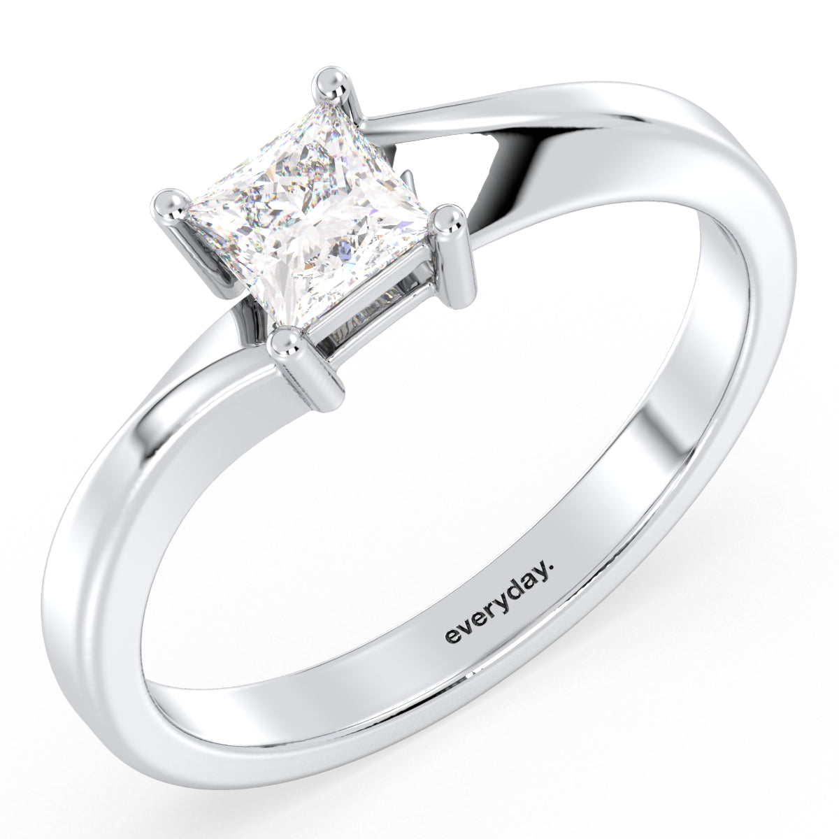 AZALEA BYPASS PRINCESS CUT LAB GROWN DIAMOND SOLITAIRE ENGAGEMENT RING, GOLD