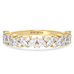 LILETTA MARQUISE AND ROUND CUT LAB GROWN DIAMOND HALF ETERNITY WEDDING ANNIVERSARY RING, GOLD