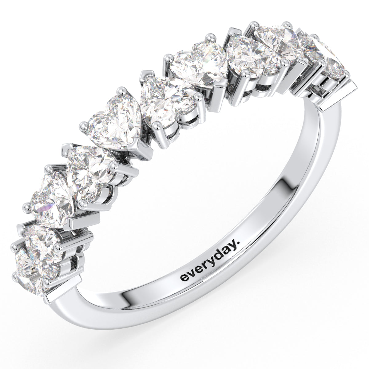 CLEMENCE VALENTINE LOVE HEART CUT LAB GROWN DIAMOND HALF ETERNITY RING, GOLD