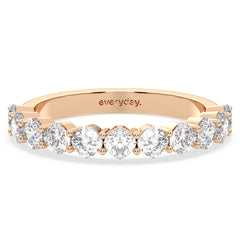 ROSE CLASSIC ROUND CUT LAB GROWN DIAMOND HALF ETERNITY STACKABLE WEDDINGRING, GOLD