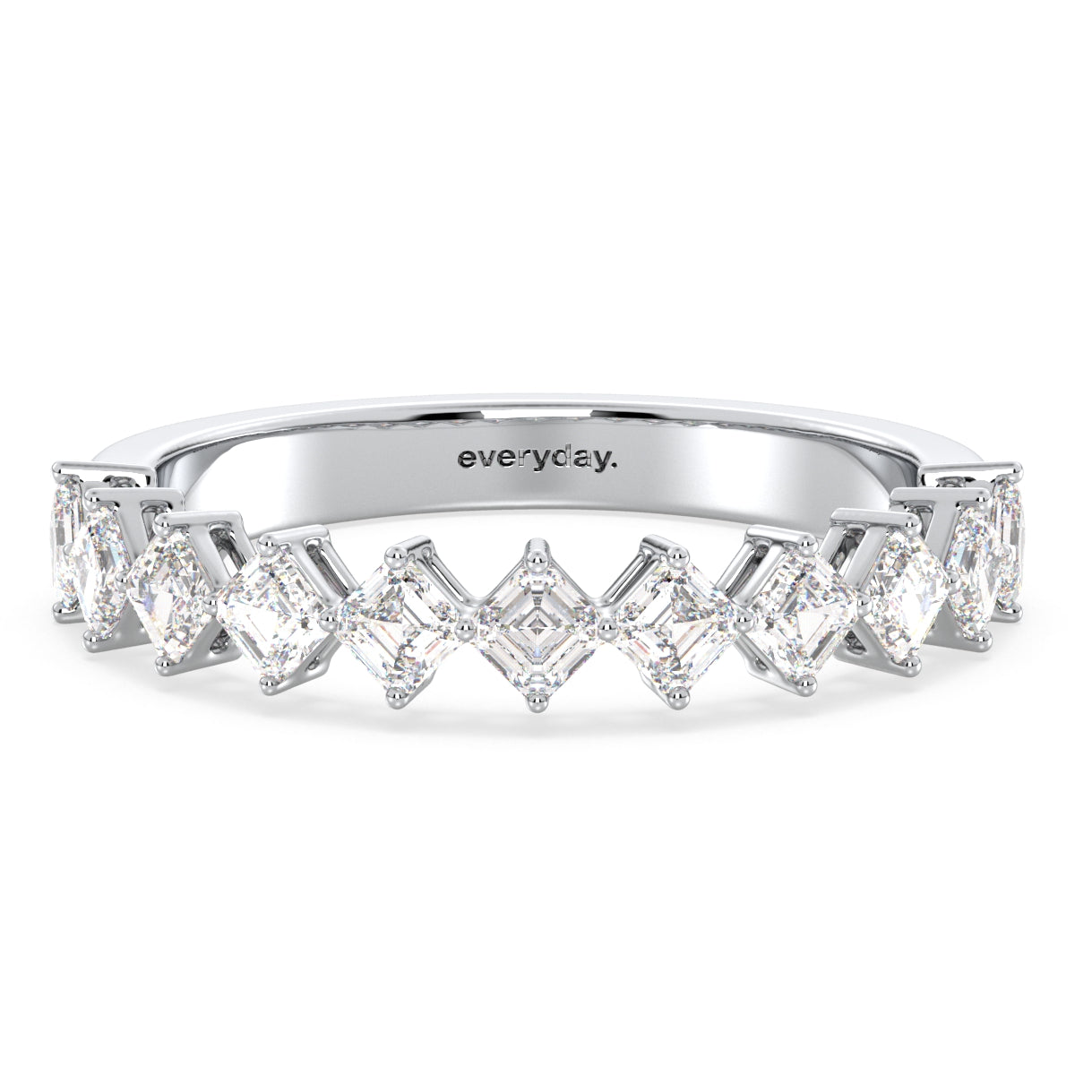 AZALEA LAB GROWN DIAMOND DIAGONALLY SET PRINCESS CUT HALF ETERNITY RING, GOLD