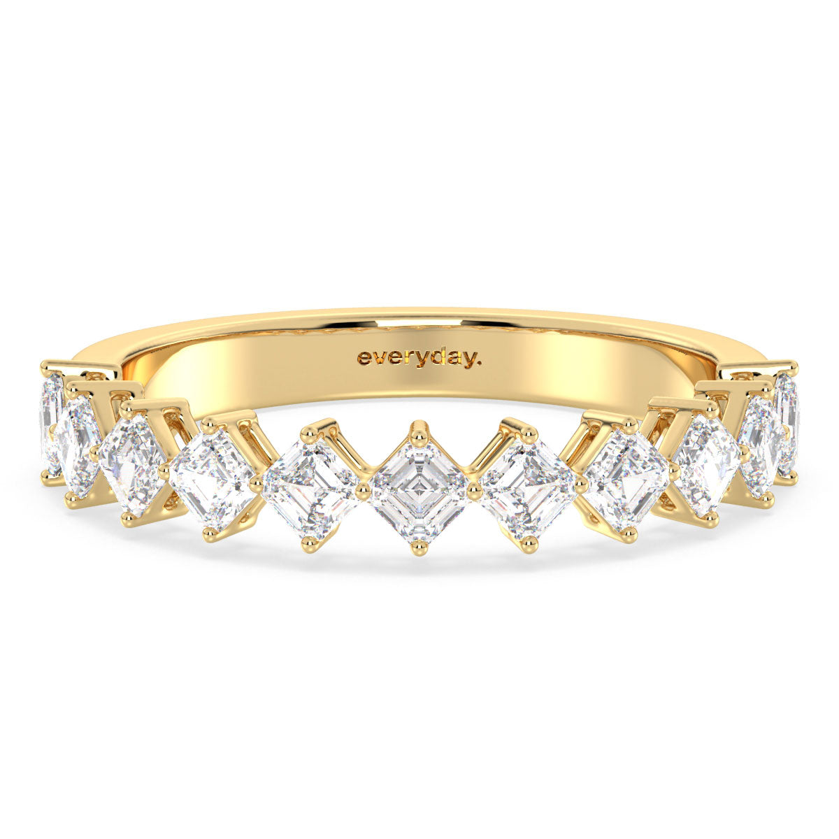 AZALEA LAB GROWN DIAMOND DIAGONALLY SET PRINCESS CUT HALF ETERNITY RING, GOLD