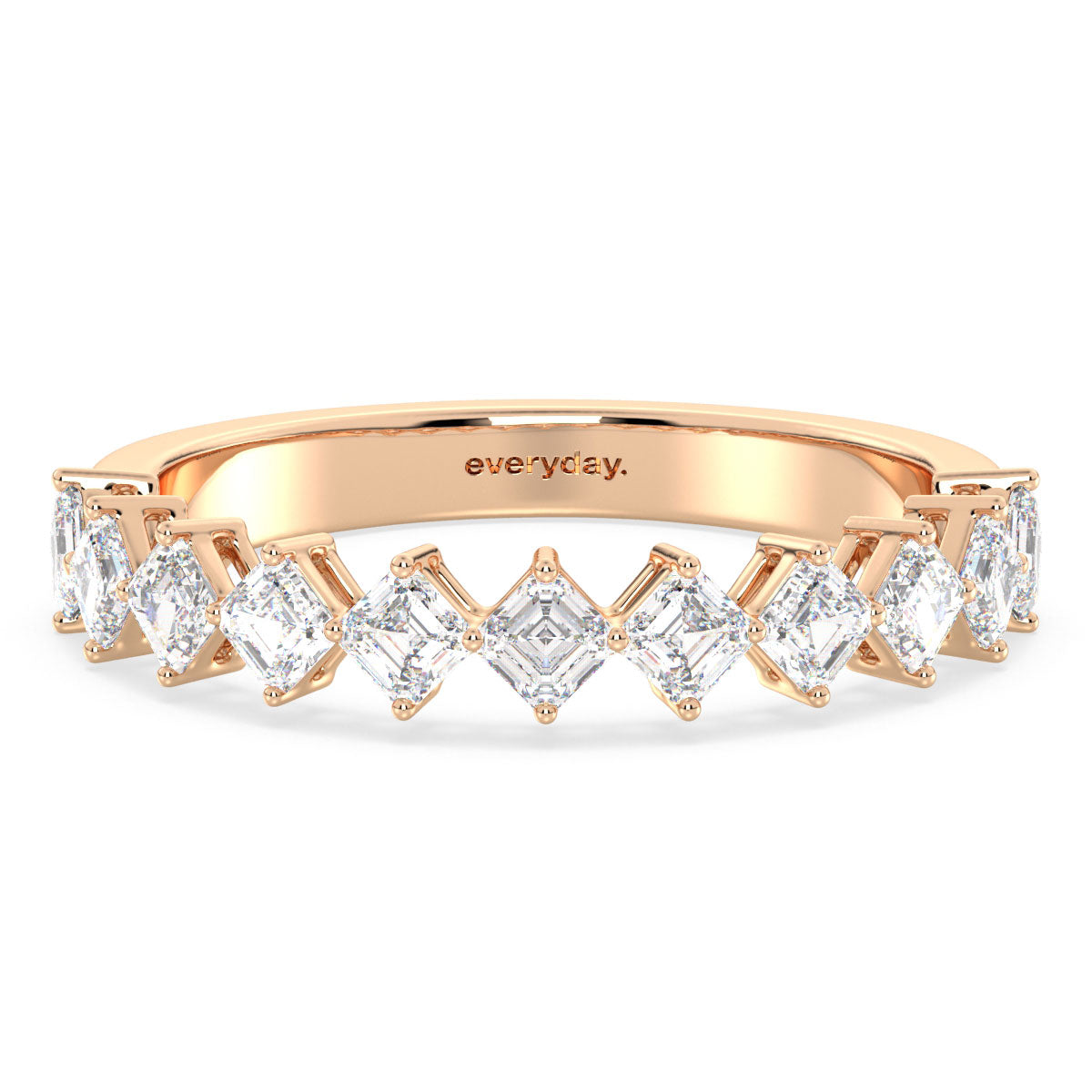 AZALEA LAB GROWN DIAMOND DIAGONALLY SET PRINCESS CUT HALF ETERNITY RING, GOLD