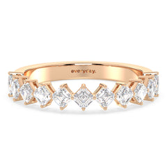 AZALEA LAB GROWN DIAMOND DIAGONALLY SET PRINCESS CUT HALF ETERNITY RING, GOLD