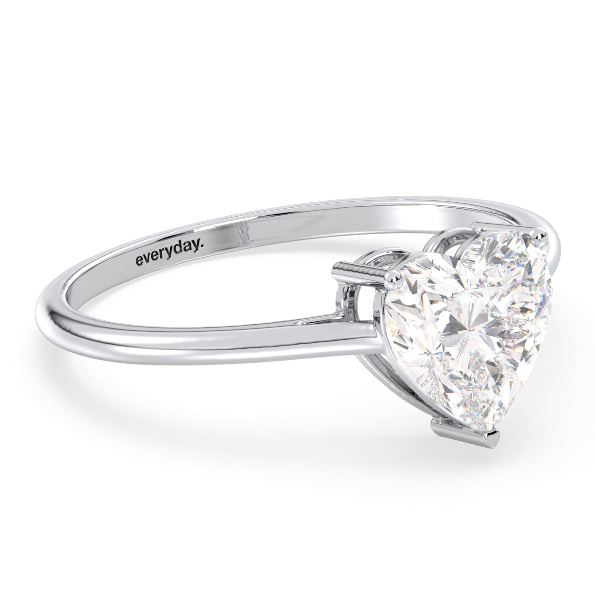 CLEMENCE VALENTINE LOVE HEART CUT LAB GROWN DIAMOND SOLITAIRE ENGAGEMENT RING, GOLD