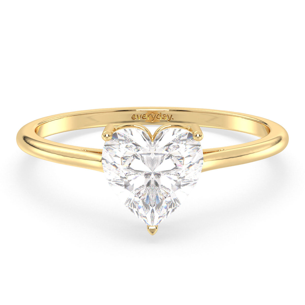 CLEMENCE VALENTINE LOVE HEART CUT LAB GROWN DIAMOND SOLITAIRE ENGAGEMENT RING, GOLD