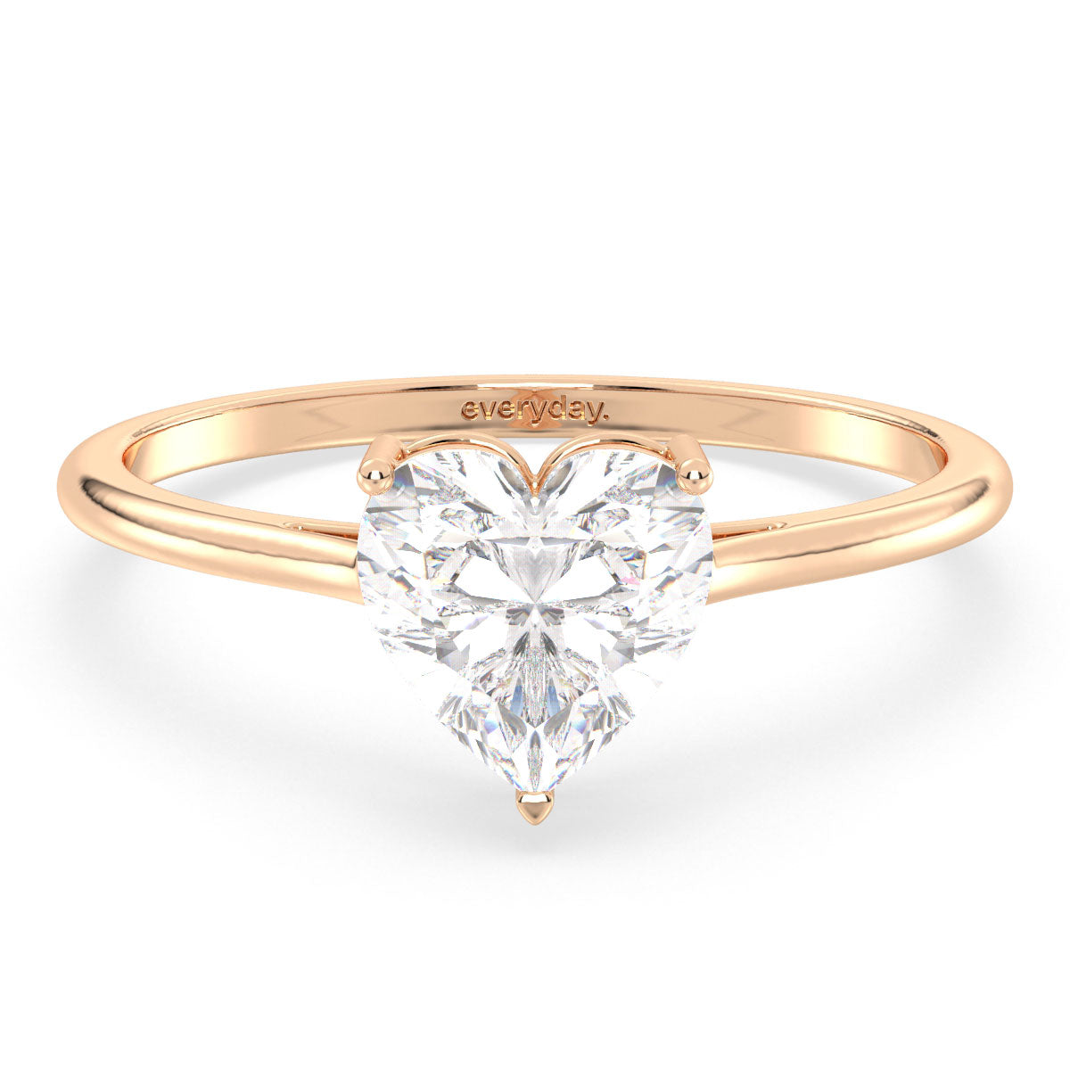 CLEMENCE VALENTINE LOVE HEART CUT LAB GROWN DIAMOND SOLITAIRE ENGAGEMENT RING, GOLD