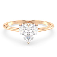 CLEMENCE VALENTINE LOVE HEART CUT LAB GROWN DIAMOND SOLITAIRE ENGAGEMENT RING, GOLD