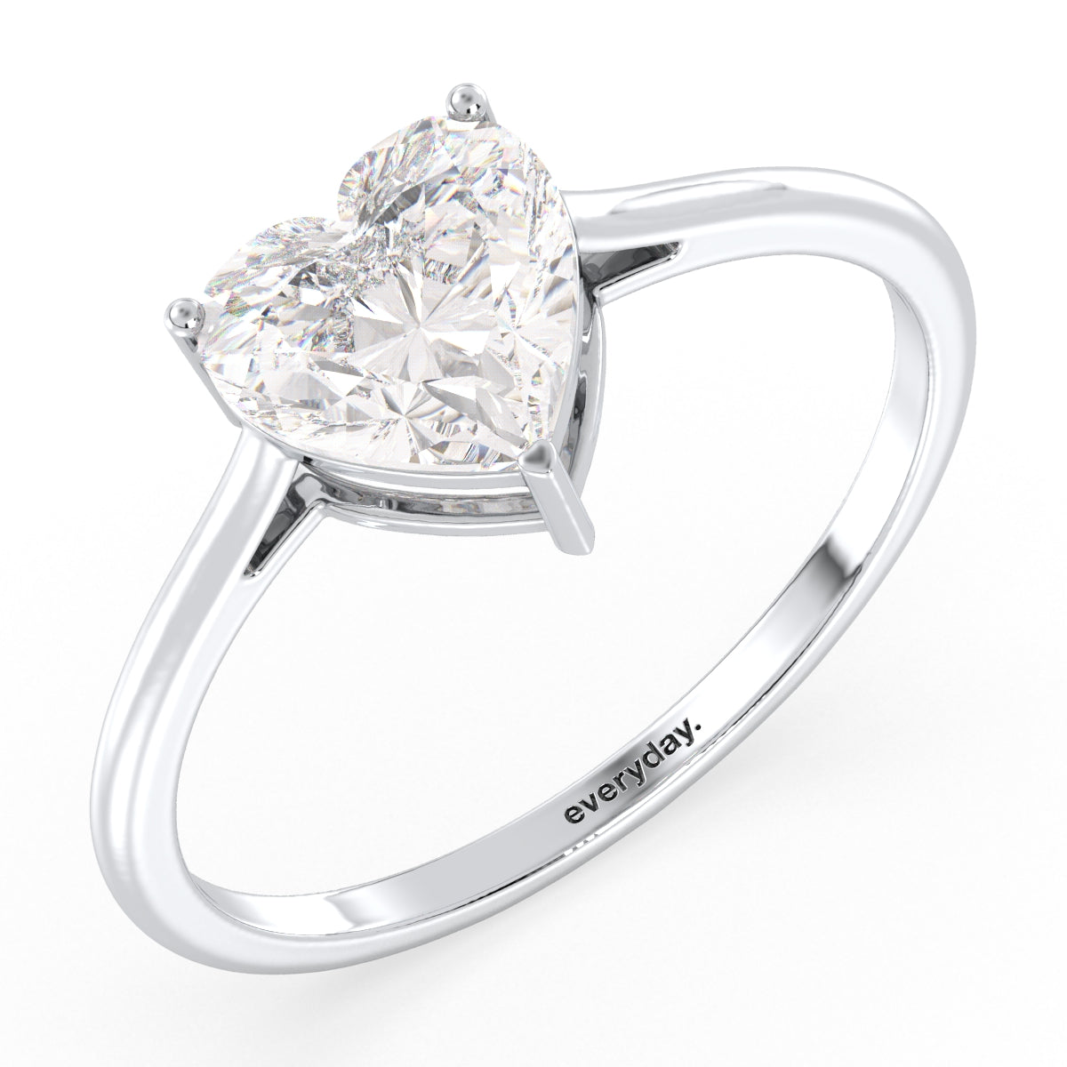 CLEMENCE VALENTINE LOVE HEART CUT LAB GROWN DIAMOND SOLITAIRE ENGAGEMENT RING, GOLD