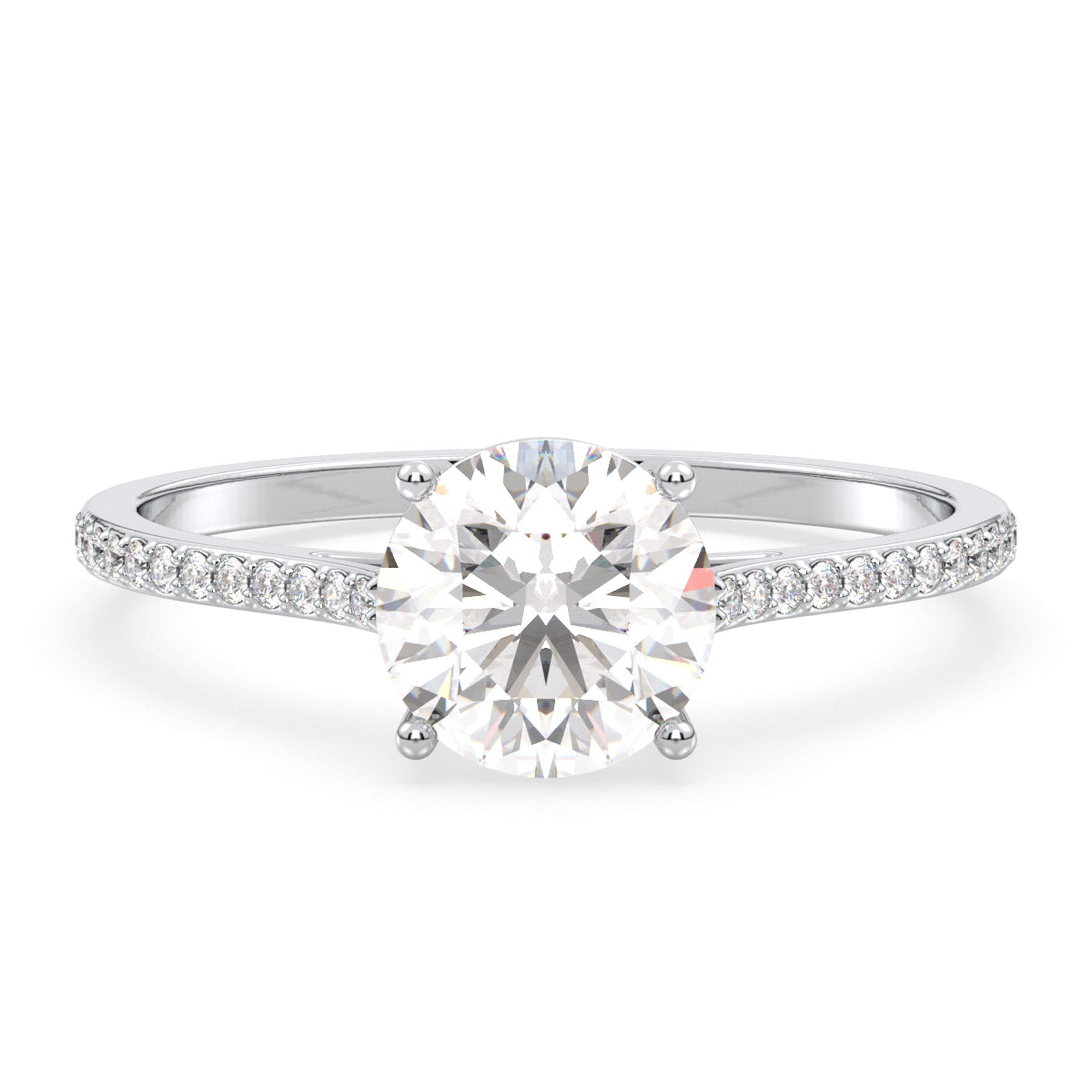 SOPHIA ROUND CUT LAB GROWN DIAMOND SOLITAIRE CLASSIC ENGAGEMENT RING WITH SIDE STONES, GOLD