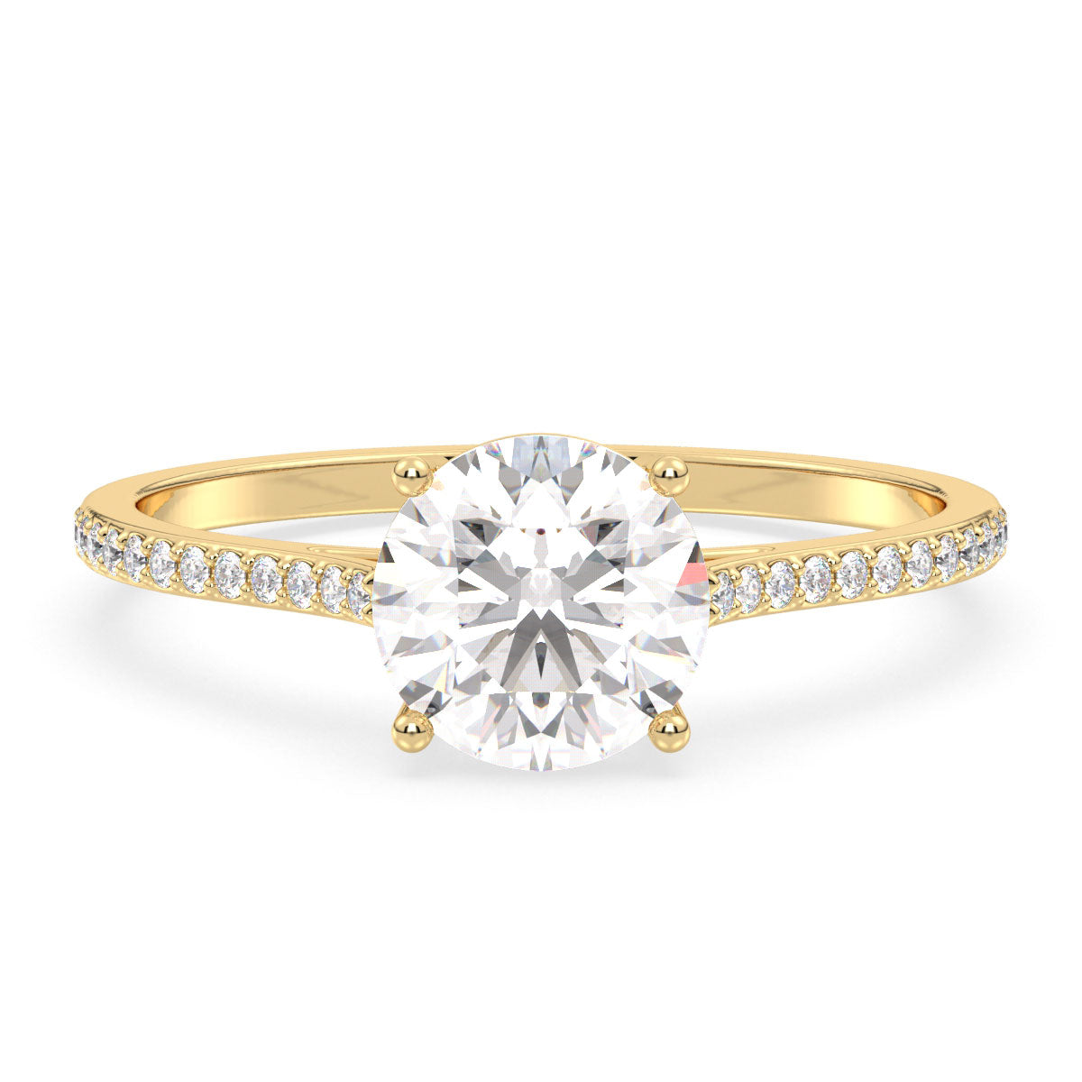 SOPHIA ROUND CUT LAB GROWN DIAMOND SOLITAIRE CLASSIC ENGAGEMENT RING WITH SIDE STONES, GOLD