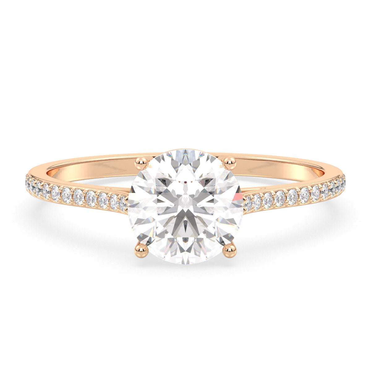 SOPHIA ROUND CUT LAB GROWN DIAMOND SOLITAIRE CLASSIC ENGAGEMENT RING WITH SIDE STONES, GOLD