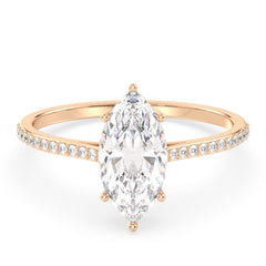 LILETTA MARQUISE CUT LAB GROWN DIAMOND SOLITAIRE ENGAGEMENT RING WITH SIDE STONES, GOLD