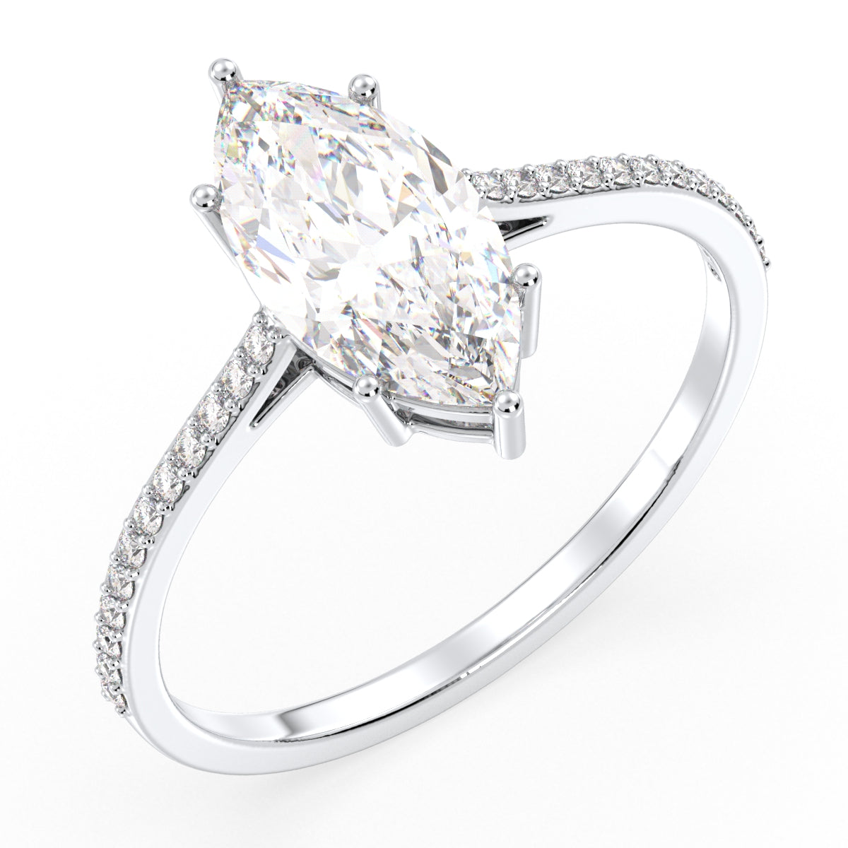 LILETTA MARQUISE CUT LAB GROWN DIAMOND SOLITAIRE ENGAGEMENT RING WITH SIDE STONES, GOLD