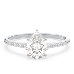 MARGUERITE PEAR CUT LAB GROWN DIAMOND SOLITAIRE ENGAGEMENT CLASSIC RING WITH SIDE STONES, GOLD