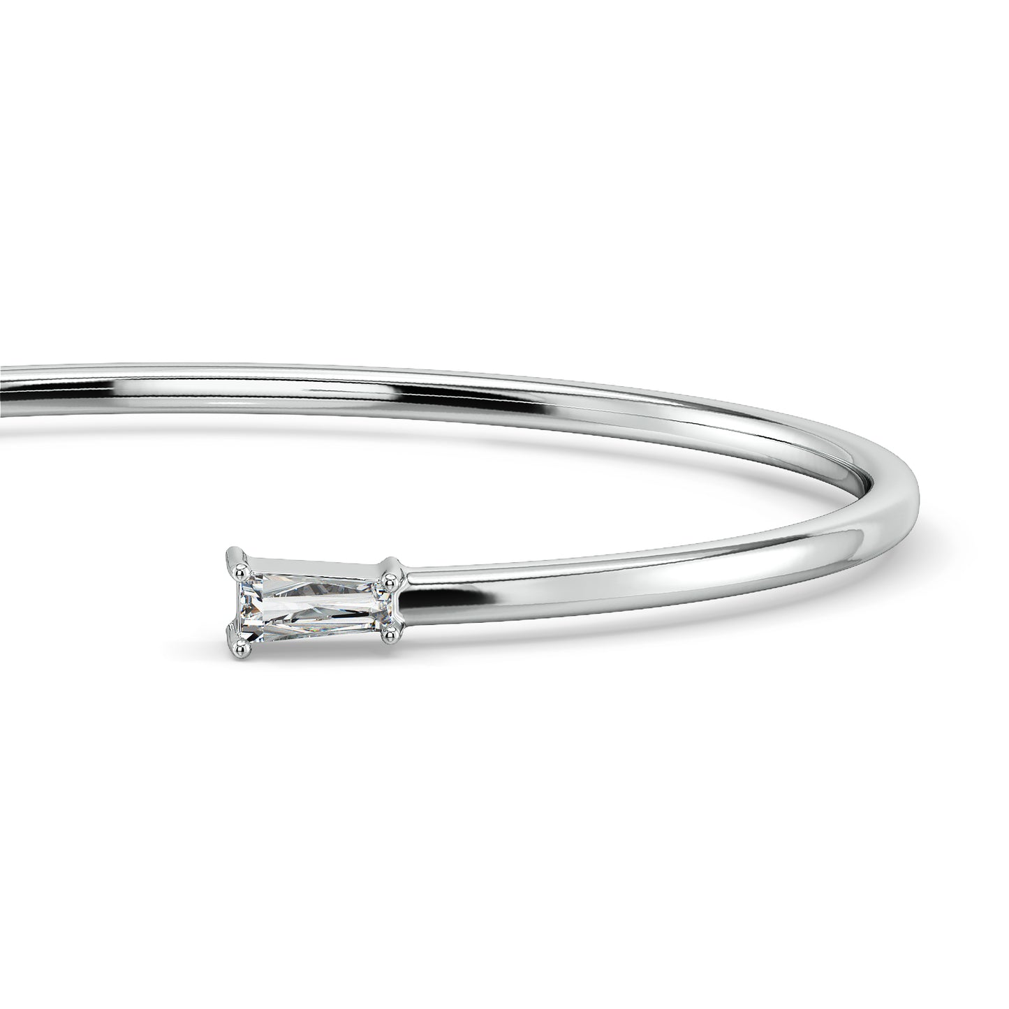 THEA TAPERED BAGUETTE CUT LAB GROWN DIAMOND OPEN OVAL BANGLE, GOLD