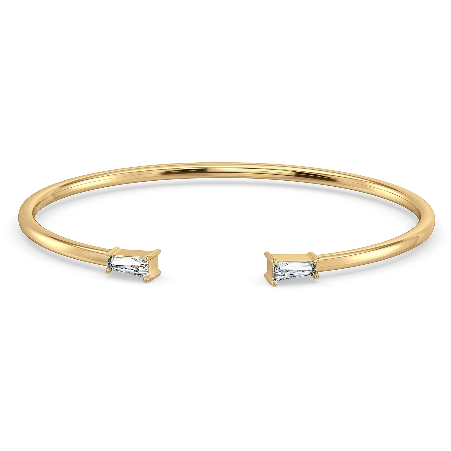 THEA TAPERED BAGUETTE CUT LAB GROWN DIAMOND OPEN OVAL BANGLE, GOLD