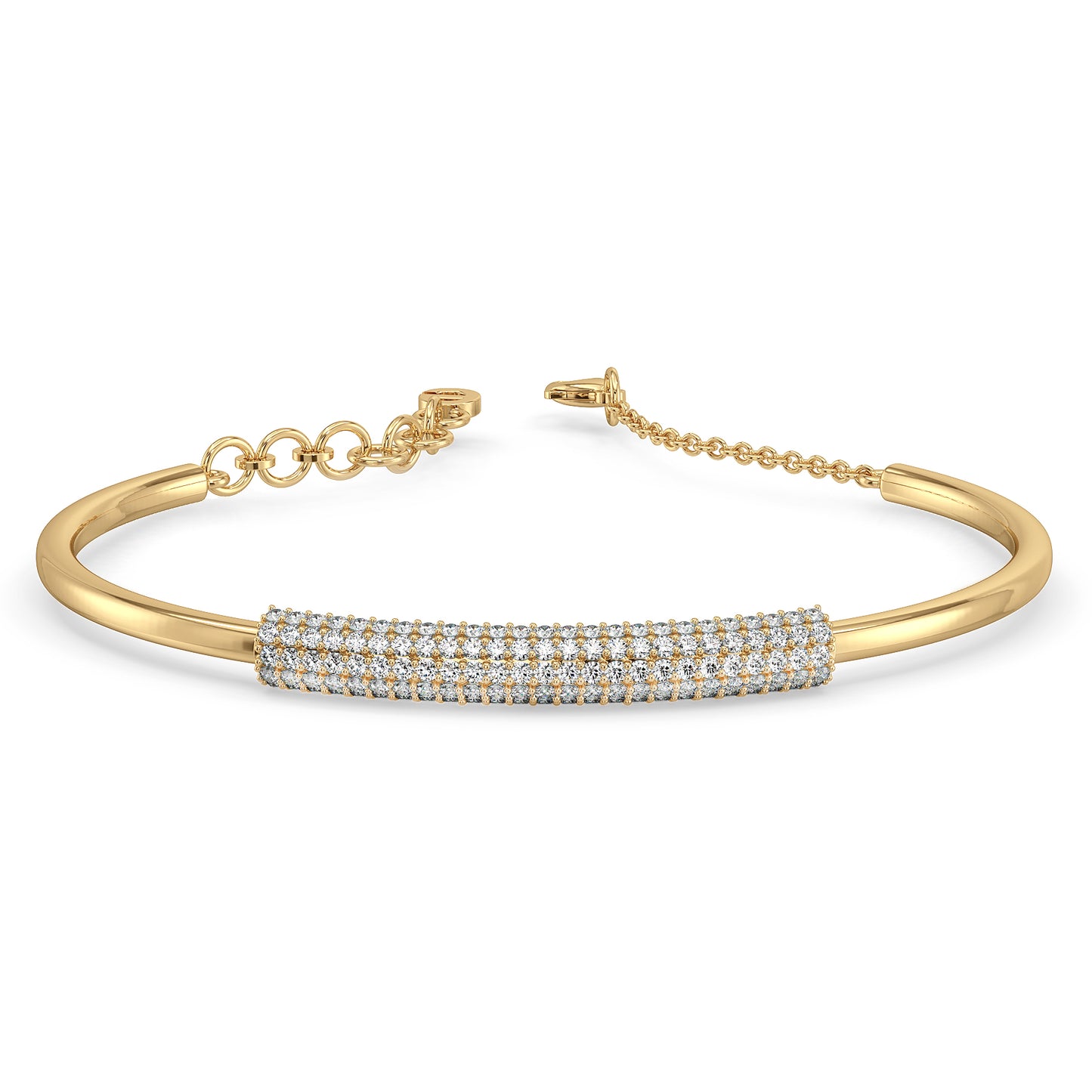 SOPHIA ROUND CUT LAB GROWN DIAMOND STUDDED OVAL BANGLE, GOLD