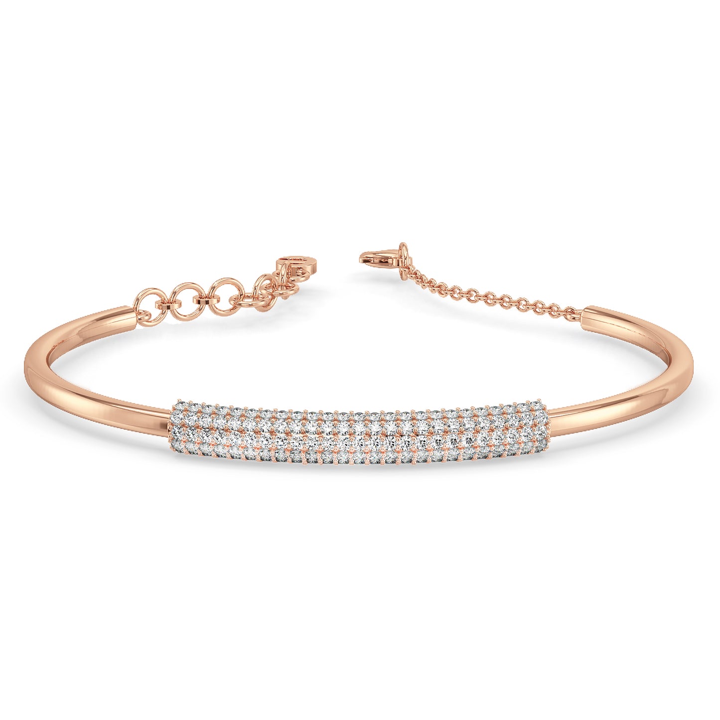 SOPHIA ROUND CUT LAB GROWN DIAMOND STUDDED OVAL BANGLE, GOLD