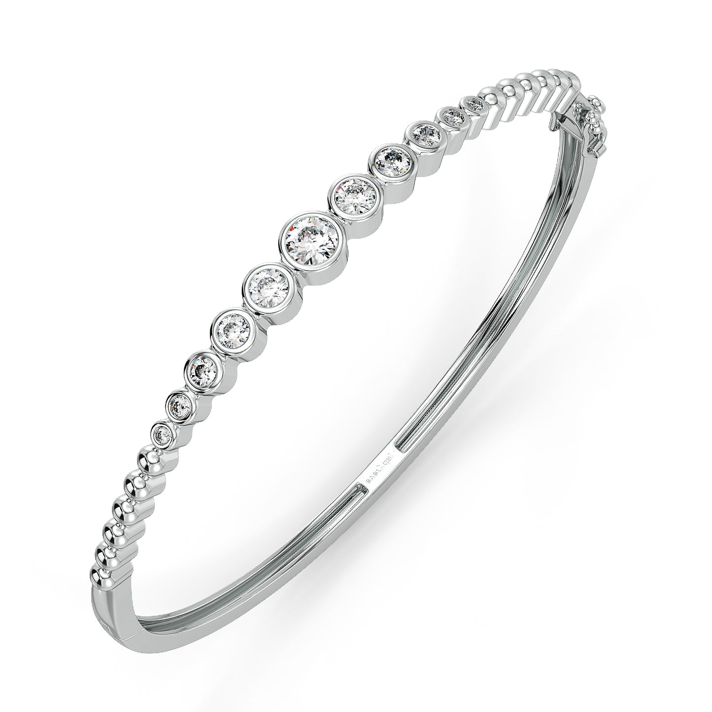 CLARETTE BEZEL SET ROUND CUT LAB GROWN DIAMONDS OVAL BANGLE, GOLD