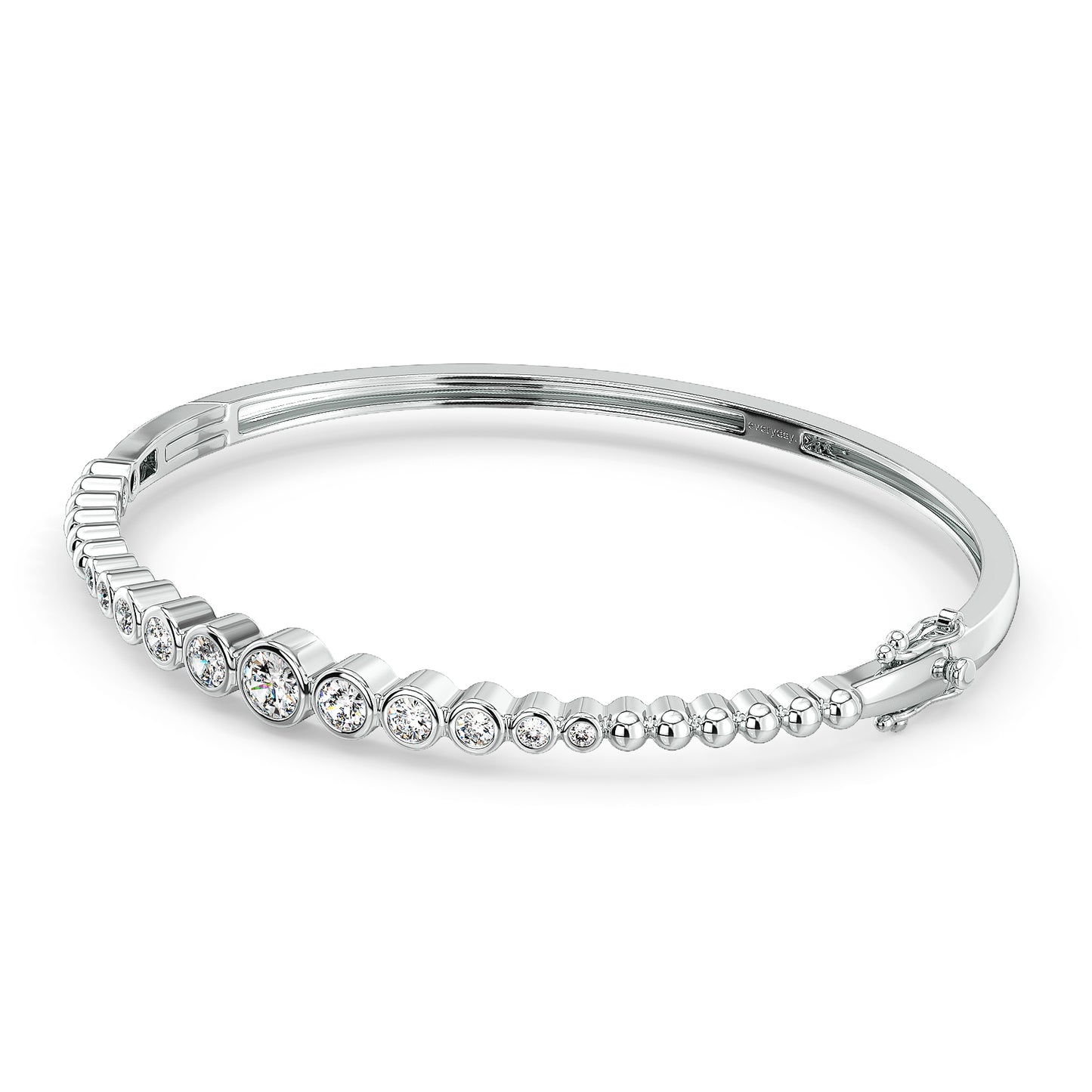 CLARETTE BEZEL SET ROUND CUT LAB GROWN DIAMONDS OVAL BANGLE, GOLD