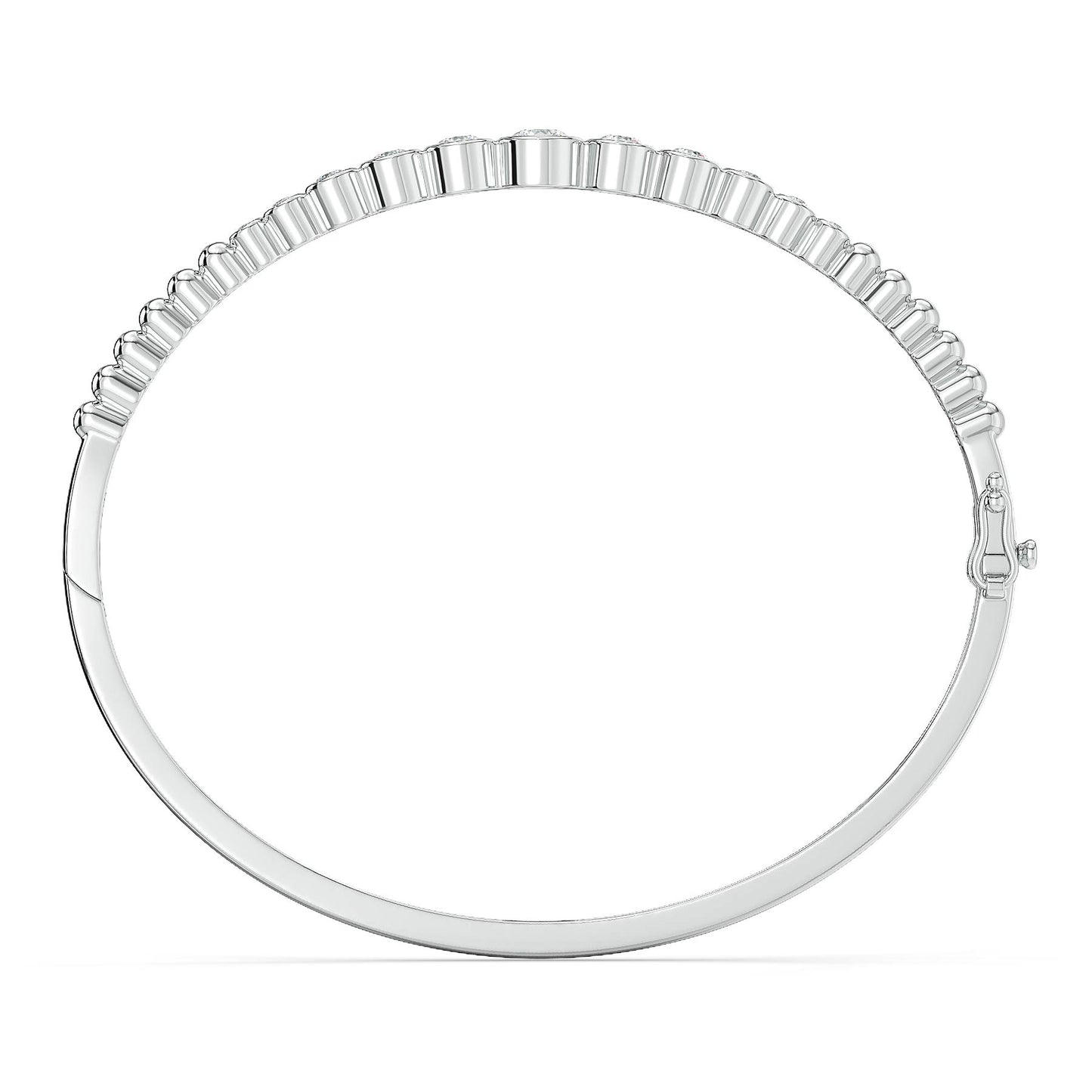 CLARETTE BEZEL SET ROUND CUT LAB GROWN DIAMONDS OVAL BANGLE, GOLD