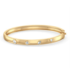 CLARETTE FLUSH SET MULTI-CUT LAB GROWN DIAMOND CLASSY OVAL BANGLE, GOLD