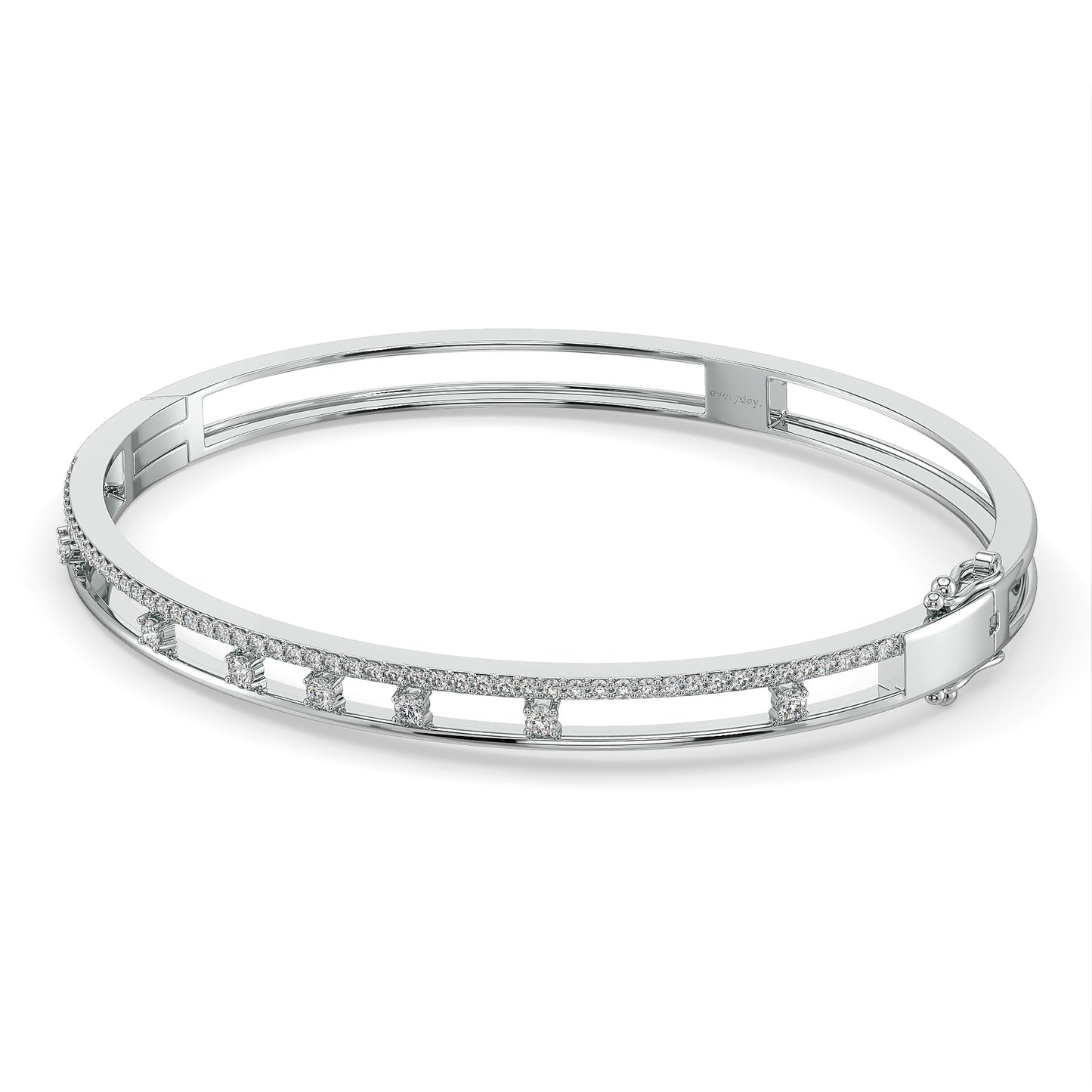 CLARETTE ROUND CUT LAB GROWN DIAMOND STUDDED ROUND CLASSY BANGLE, GOLD