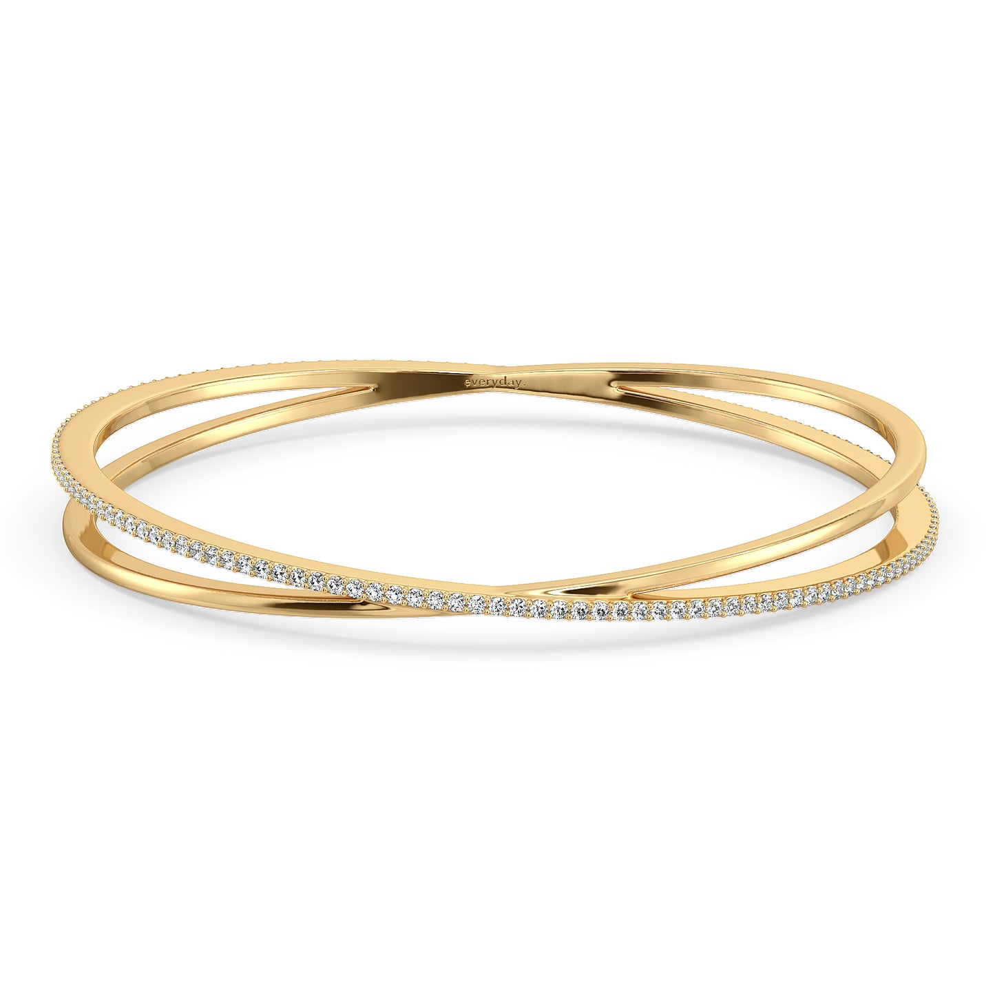 DAISY LAB GROWN DIAMOND HALF STUDDED INFINITY ROUND ELEGANT BANGLE, GOLD