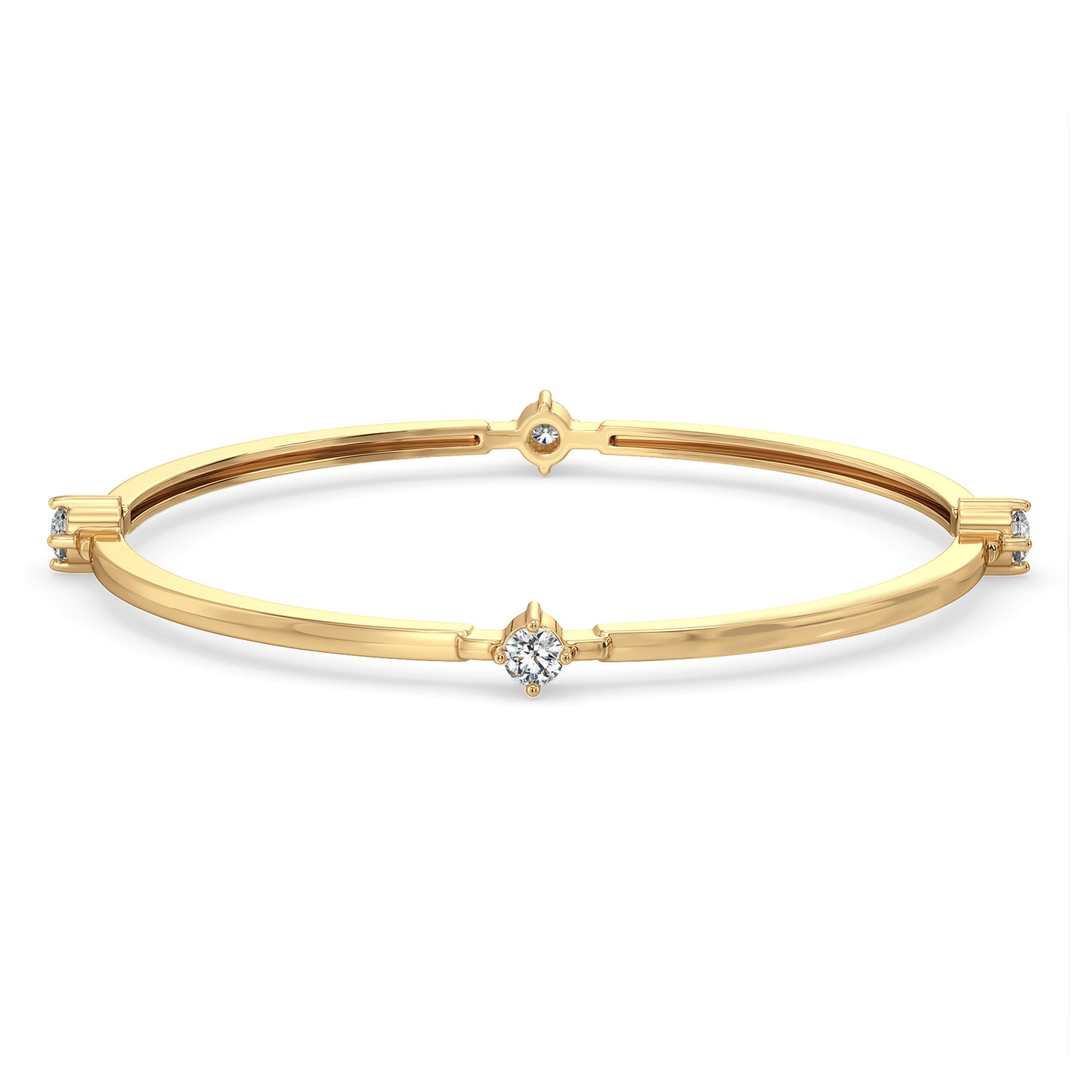 CLARETTE BEZEL SET STATION LAB GROWN DIAMOND CLASSY ROUND BANGLE, GOLD