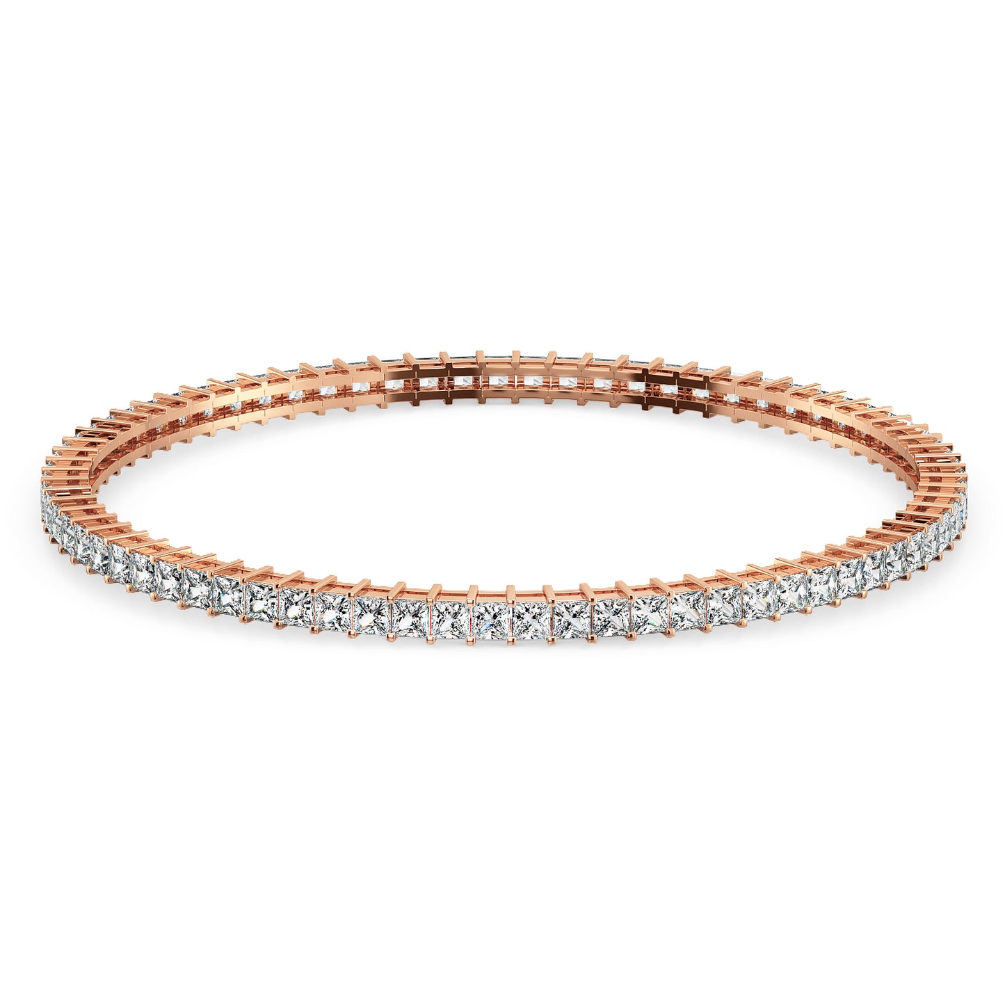 THEODORA PRINCESS CUT LAB GROWN DIAMOND TENNIS ROUND BANGLE, GOLD